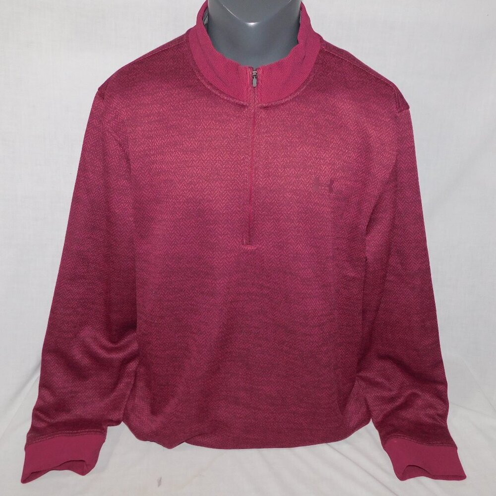 Under Armour Fleece Pullover Sweater STORM 1/4 Zip Wine Golf ColdGear Mens 2XL